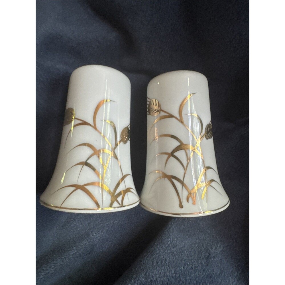 Lefton Salt & Pepper Shakers Hand- Painted Gold Wheat Made In Japan Vintage